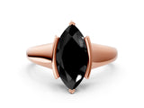 Rose gold Fancy Black Marquise Cut Solitaire Tension Set Diamond Ring with Split Shank Band
