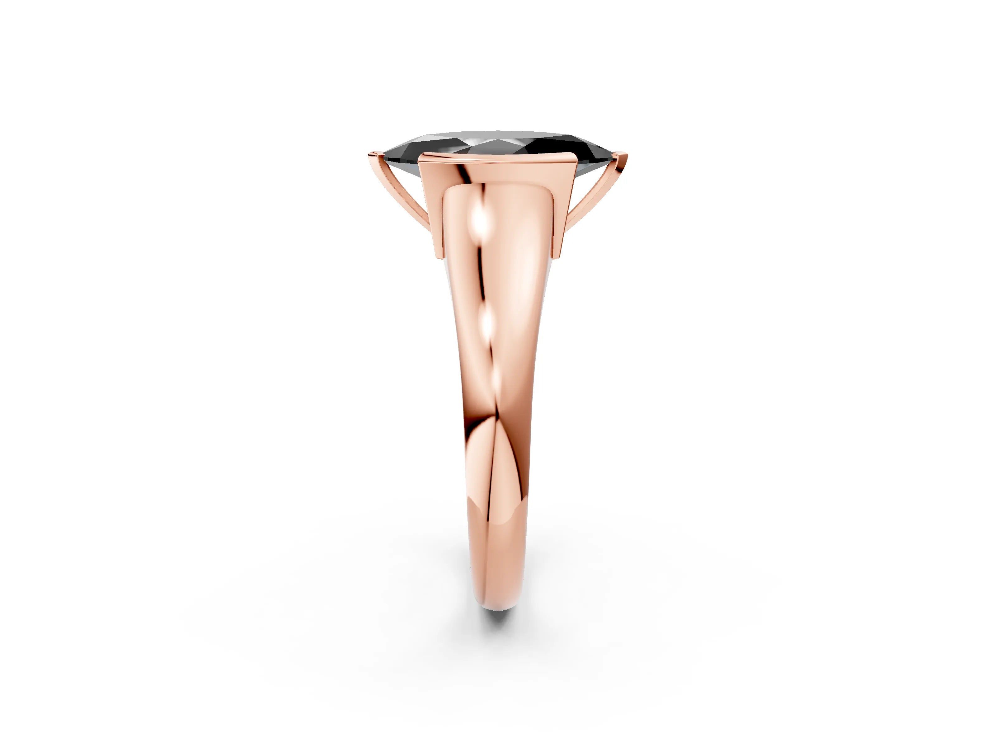 Rose gold Fancy Black Marquise Cut Solitaire Tension Set Diamond Ring with Split Shank Band_2
