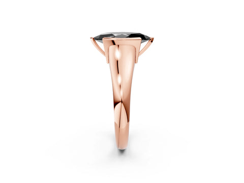 Rose gold Fancy Black Marquise Cut Solitaire Tension Set Diamond Ring with Split Shank Band_2