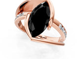 Rose gold Fancy Black Marquise Cut Solitaire Tension-Set Diamond Split Shank Ring_1