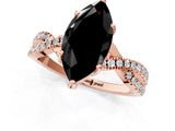 Rose gold Fancy Black Marquise Cut Solitaire Twist Pave Diamond Engagement Ring with Prong Setting_1