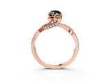 Rose gold Fancy Black Marquise Cut Solitaire Twist Pave Diamond Engagement Ring with Prong Setting_3