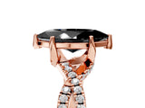 Rose gold Fancy Black Marquise Cut Solitaire Twist Pave Diamond Engagement Ring with Prong Setting_5