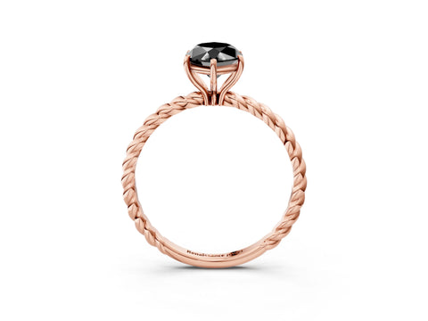 Rose gold Fancy Black Marquise Cut Solitaire Twisted Band 4-Prong Ring_3