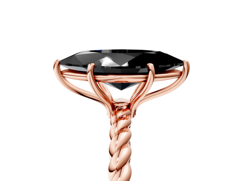 Rose gold Fancy Black Marquise Cut Solitaire Twisted Band 4-Prong Ring_5