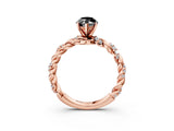 Rose gold Fancy Black Marquise Cut Solitaire Twisted Band with Pavé Accents and Four-Prong Setting_3
