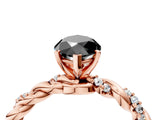 Rose gold Fancy Black Marquise Cut Solitaire Twisted Band with Pavé Accents and Four-Prong Setting_4