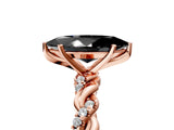 Rose gold Fancy Black Marquise Cut Solitaire Twisted Band with Pavé Accents and Four-Prong Setting_5