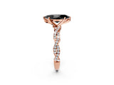 Rose gold Fancy Black Marquise Cut Solitaire Twisted Pave Band with Four-Prong Setting_17
