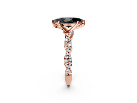 Rose gold Fancy Black Marquise Cut Solitaire Twisted Pave Band with Four-Prong Setting_17