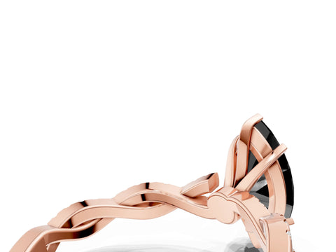 Rose gold Fancy Black Marquise Cut Solitaire Twisted Pave Band with Four-Prong Setting_3