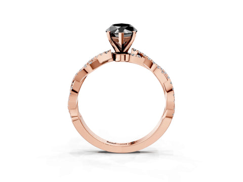 Rose gold Fancy Black Marquise Cut Solitaire Twisted Pave Band with Four-Prong Setting_6