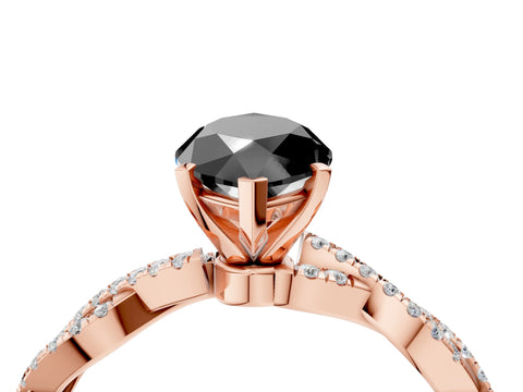 Rose gold Fancy Black Marquise Cut Solitaire Twisted Pave Band with Four-Prong Setting_7