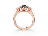 Rose gold Fancy Black Marquise Cut Three-Stone Diamond Ring with Prong Setting on a Classic Band_15