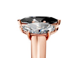 Rose gold Fancy Black Marquise Cut Three-Stone Diamond Ring with Prong Setting on a Classic Band_17