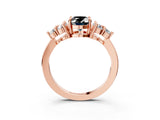 Rose gold Fancy Black Oval Cut Brilliant Diamond Cluster Accent Solitaire Ring with Prong Setting_3