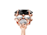 Rose gold Fancy Black Oval Cut Brilliant Diamond Cluster Accent Solitaire Ring with Prong Setting_5