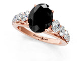 Rose gold Fancy Black Oval Cut Brilliant Diamond Pavé Band with Six-Prong Setting_1