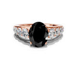 Rose gold Fancy Black Oval Cut Brilliant Diamond Pavé Band with Six-Prong Setting_12