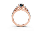 Rose gold Fancy Black Oval Cut Brilliant Diamond Pavé Band with Six-Prong Setting_15