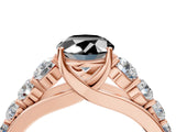Rose gold Fancy Black Oval Cut Brilliant Diamond Pavé Band with Six-Prong Setting_16