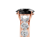 Rose gold Fancy Black Oval Cut Brilliant Diamond Pavé Band with Six-Prong Setting_17