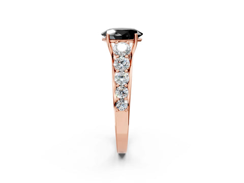 Rose gold Fancy Black Oval Cut Brilliant Diamond Pavé Band with Six-Prong Setting_2