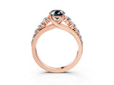 Rose gold Fancy Black Oval Cut Brilliant Diamond Pavé Band with Six-Prong Setting_3