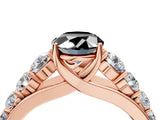 Rose gold Fancy Black Oval Cut Brilliant Diamond Pavé Band with Six-Prong Setting_4