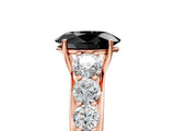Rose gold Fancy Black Oval Cut Brilliant Diamond Pavé Band with Six-Prong Setting_5