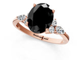 Rose gold Fancy Black Oval Cut Brilliant Diamond Solitaire Ring with Pear Side Stones and Four-Prong Setting_4