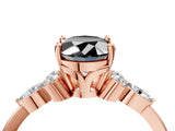 Rose gold Fancy Black Oval Cut Brilliant Diamond Solitaire Ring with Pear Side Stones and Four-Prong Setting_7