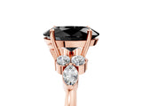 Rose gold Fancy Black Oval Cut Brilliant Diamond Solitaire Ring with Pear Side Stones and Four-Prong Setting_8