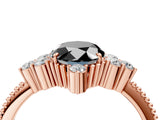 Rose gold Fancy Black Oval Cut Brilliant Diamond with Cluster Setting on a Beaded Band and Four-Prong Setting_4