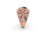Rose gold Fancy Black Oval Cut Brilliant Halo Pave Diamond Milgrain Ring_2