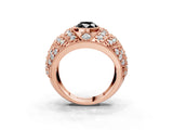 Rose gold Fancy Black Oval Cut Brilliant Halo Pave Diamond Milgrain Ring_3
