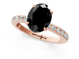 Rose gold Fancy Black Oval Cut Brilliant Pavé Band Solitaire with Four-Prong Setting_1