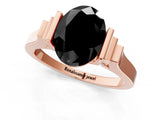 Rose gold Fancy Black Oval Cut Brilliant Solitaire Diamond Ring with Channel Set Band and Bar Prong Setting_1