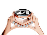 Rose gold Fancy Black Oval Cut Brilliant Solitaire Diamond Ring with Channel Set Band and Bar Prong Setting_4