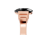 Rose gold Fancy Black Oval Cut Brilliant Solitaire Diamond Ring with Channel Set Band and Bar Prong Setting_5