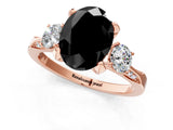 Rose gold Fancy Black Oval Cut Brilliant Three-Stone Diamond Ring with Pavé Band and Four-Prong Setting_4