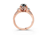 Rose gold Fancy Black Oval Cut Brilliant Three-Stone Diamond Ring with Pavé Band and Four-Prong Setting_6