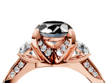 Rose gold Fancy Black Oval Cut Brilliant Three-Stone Diamond Ring with Pavé Band and Four-Prong Setting_7