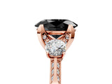 Rose gold Fancy Black Oval Cut Brilliant Three-Stone Diamond Ring with Pavé Band and Four-Prong Setting_8
