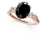 Rose gold Fancy Black Oval Cut Brilliant Three-Stone Pave Band with Four-Prong Setting_1