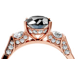 Rose gold Fancy Black Oval Cut Brilliant Three-Stone Pave Band with Four-Prong Setting_4