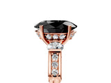 Rose gold Fancy Black Oval Cut Brilliant Three-Stone Pave Band with Four-Prong Setting_5