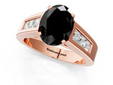 Rose gold Fancy Black Oval Cut Cut Channel Set Solitaire Ring with Four-Prong Setting_1