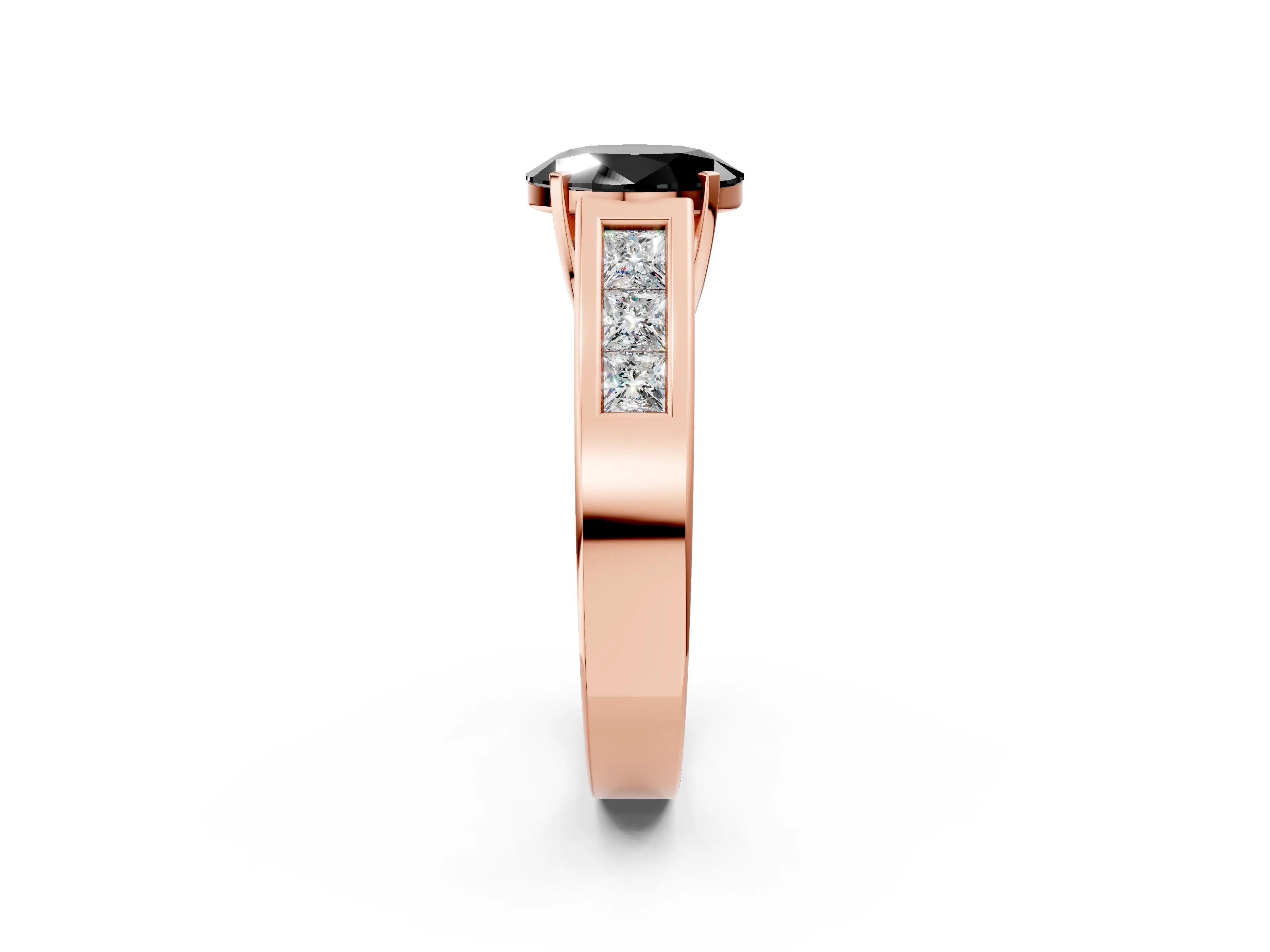 Rose gold Fancy Black Oval Cut Cut Channel Set Solitaire Ring with Four-Prong Setting_2