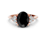 Rose gold Fancy Black Oval Cut Cut Diamond Cluster Ring with Solitaire Band and Four-Prong Setting_12